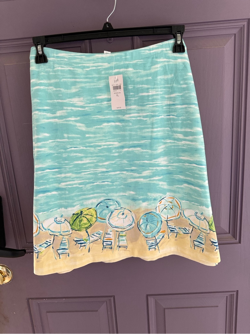J. Jill Aegean Sea Blue and White Printed skirt